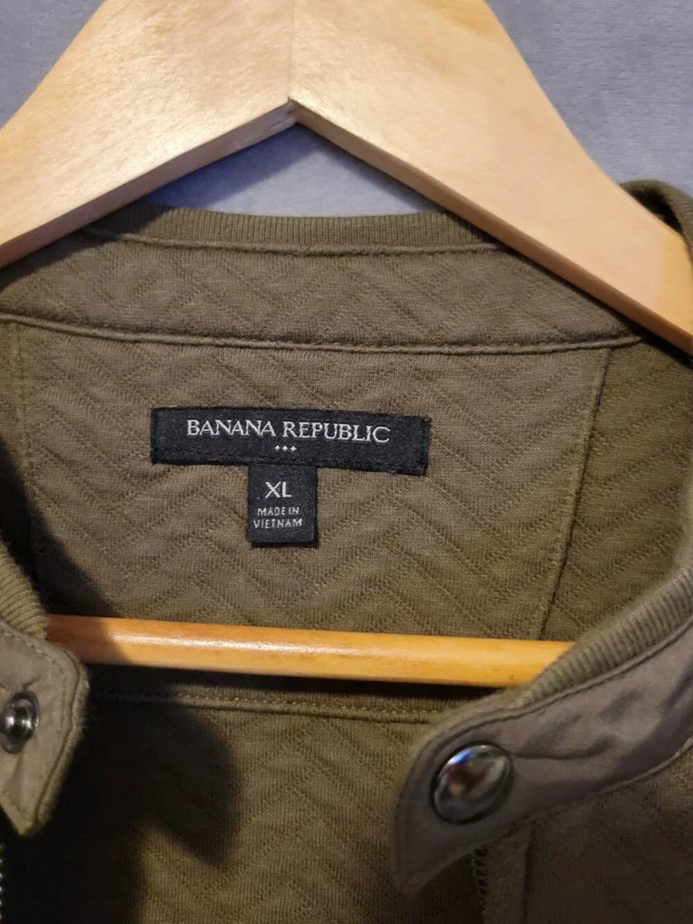 Banana Republic Herringbone Jacket Men's XL Olive Knit Bomber